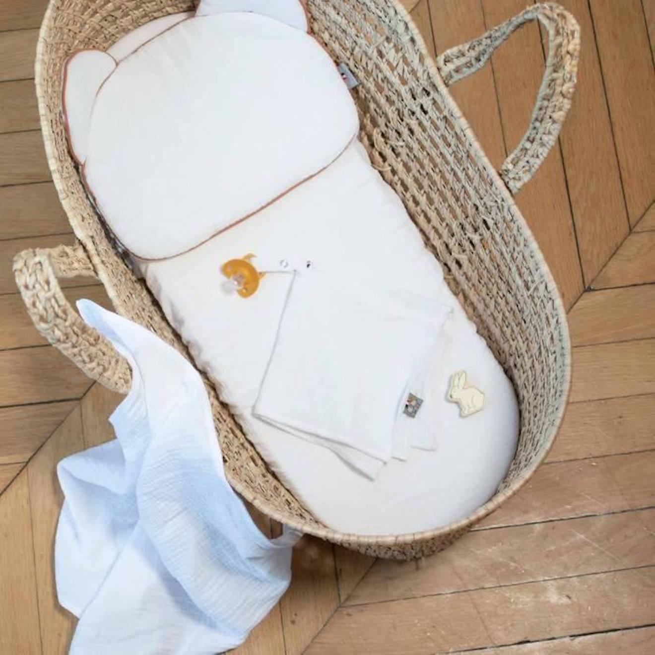 Drap housse couffin ovale en gaze de coton, Jeanne Beige Dès la naissance beige