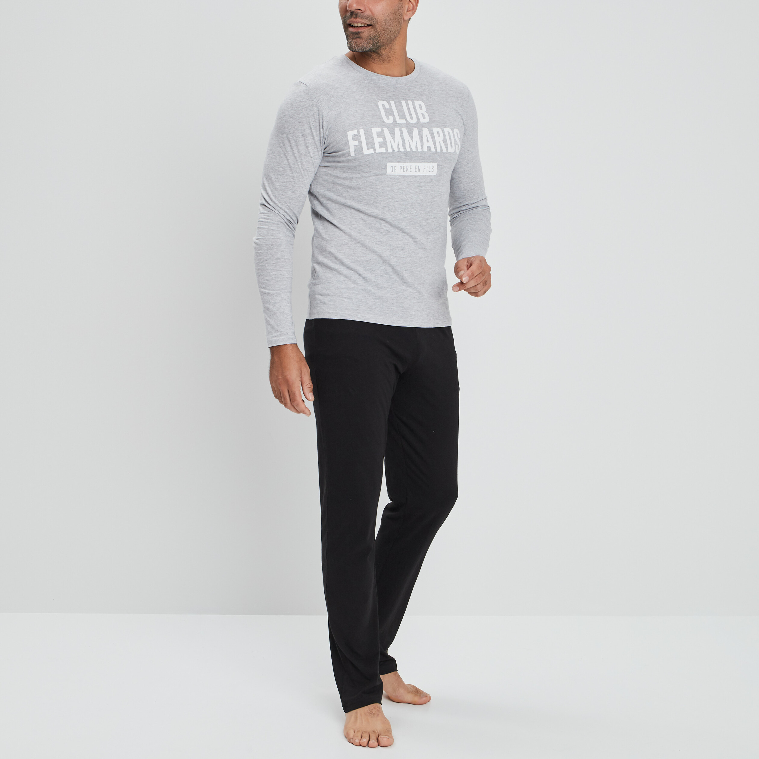 Ensemble pyjama 2 pièces gris clair homme | La Halle