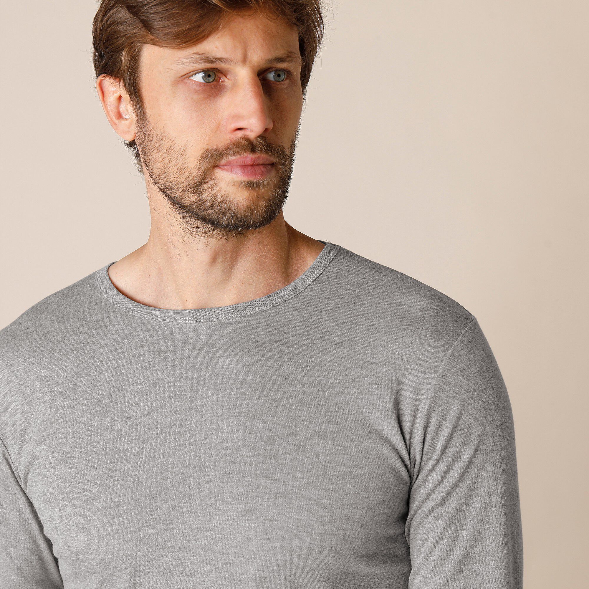 Tee-shirt sous-vêtement homme col rond manches longues dos long polyester