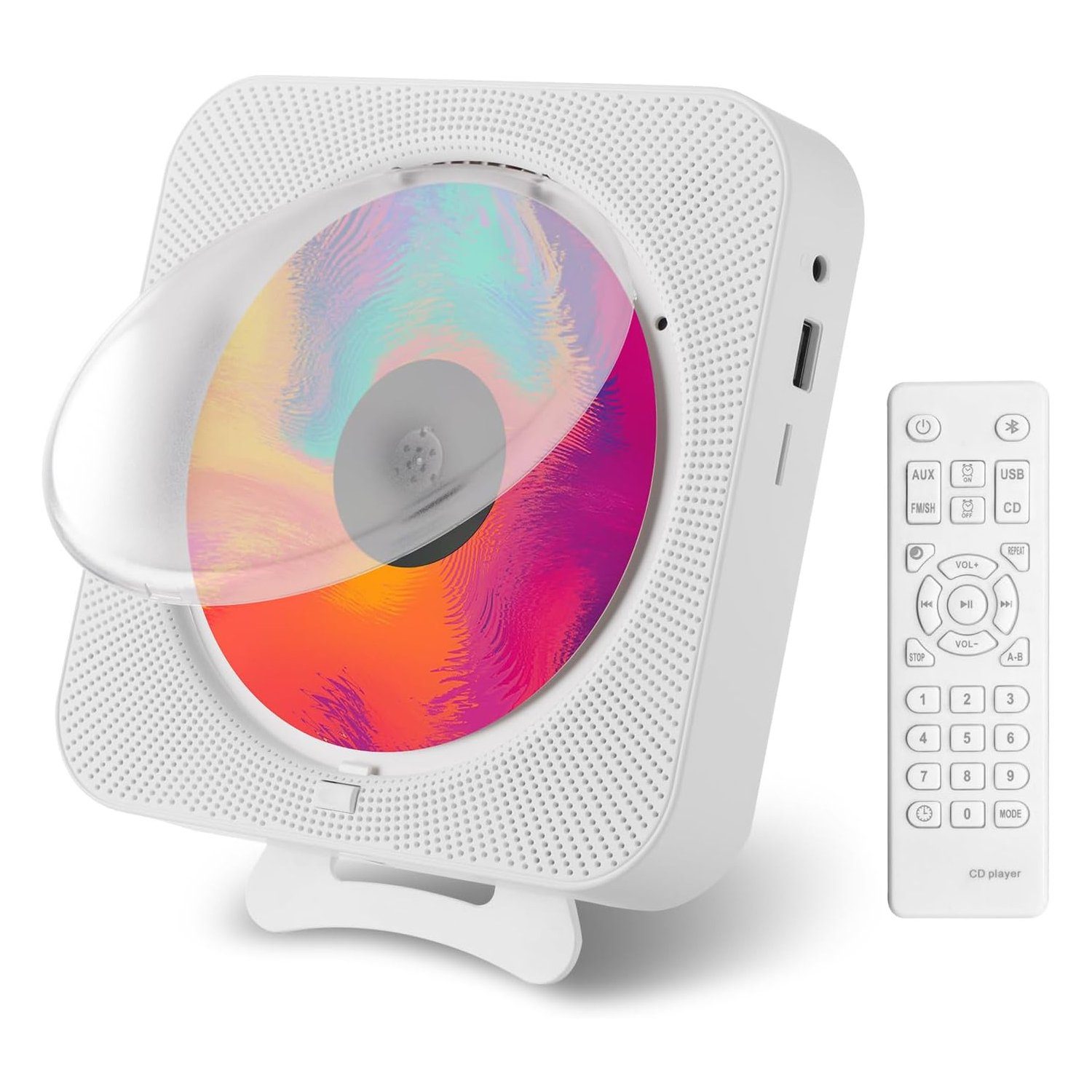 Bedee Tragbarer Desktop-CD-Player mit Bluetooth Multifunktional tragbarer CD-Player (3,5mm AUX Buchse mit Fernbedienung Audio FM Radio USB MP3 Musik Player)
