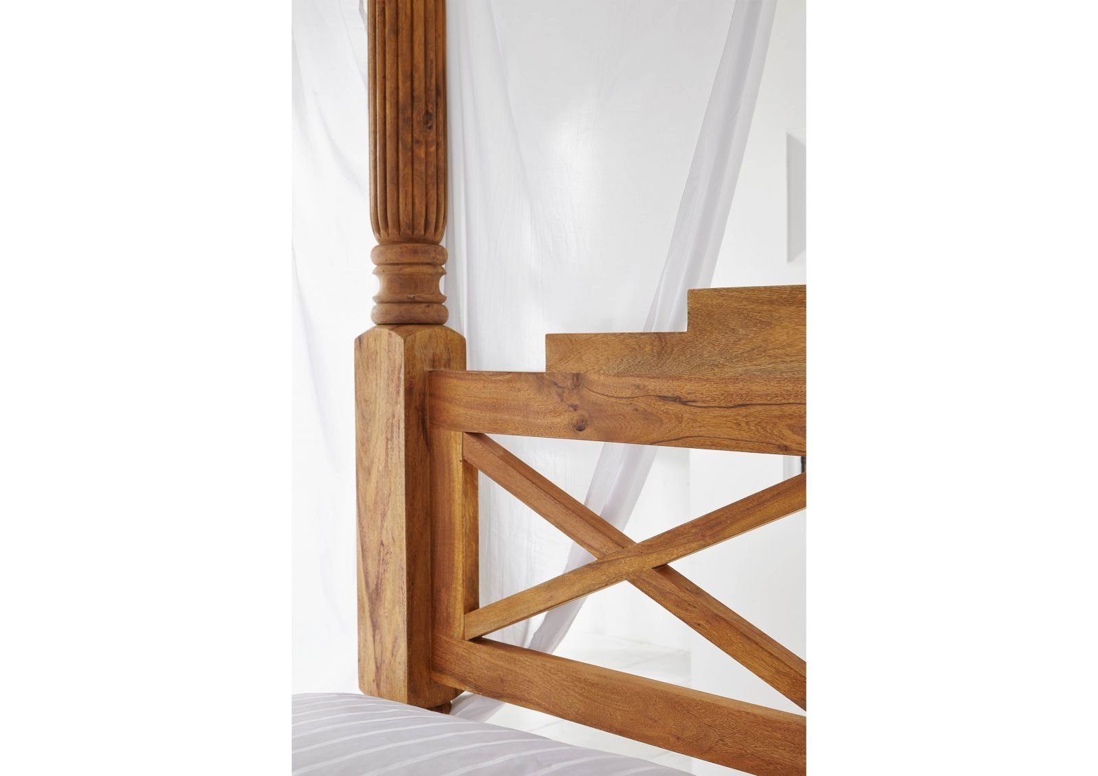 Massivmoebel24 Himmelbett Himmelbett Sheesham 160x200x224 braun geölt NATURE BROWN #531