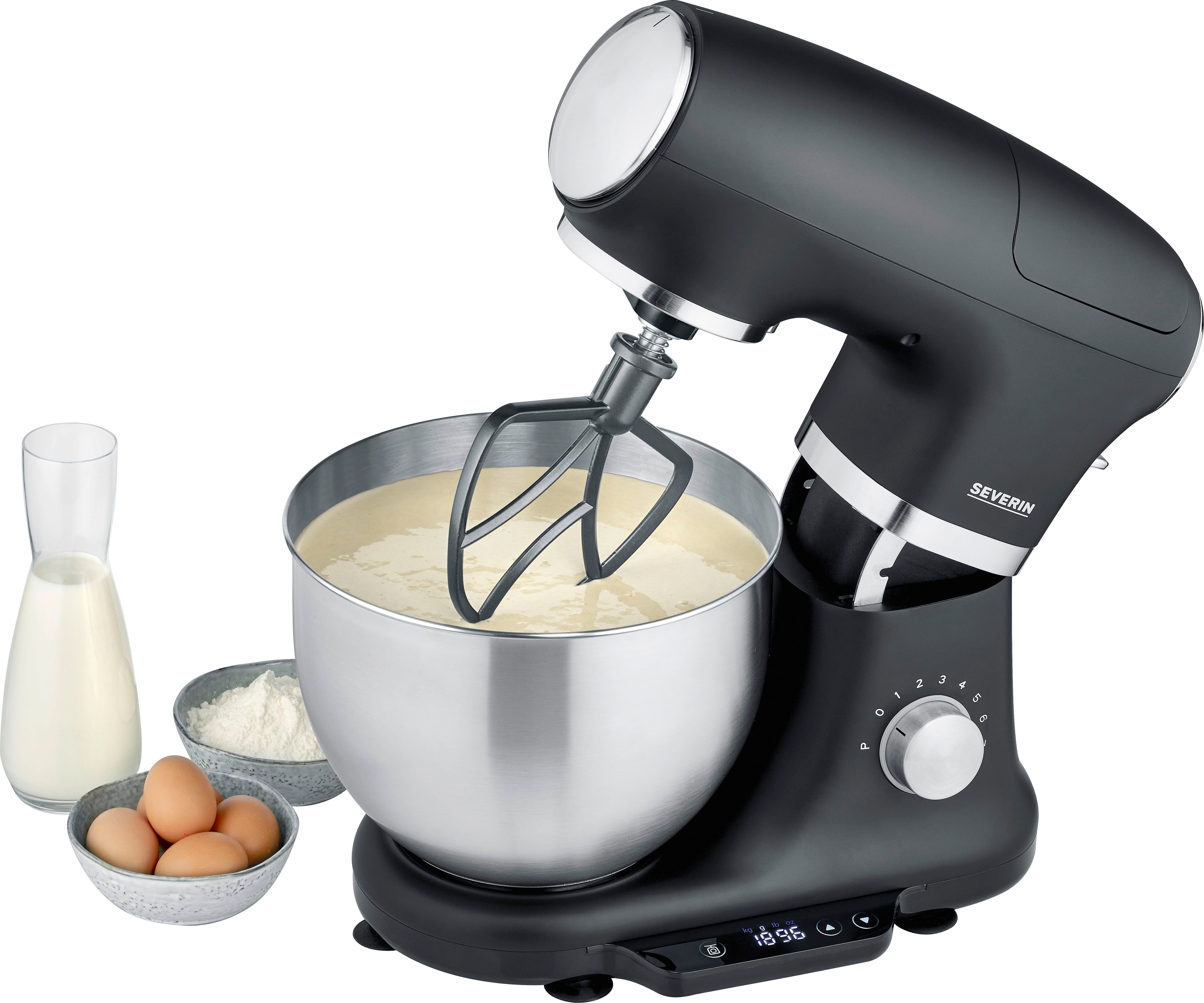 Severin Küchenmaschine KM 3898 mit integrierter Waage, 1000 W, 5,5 l Schüssel