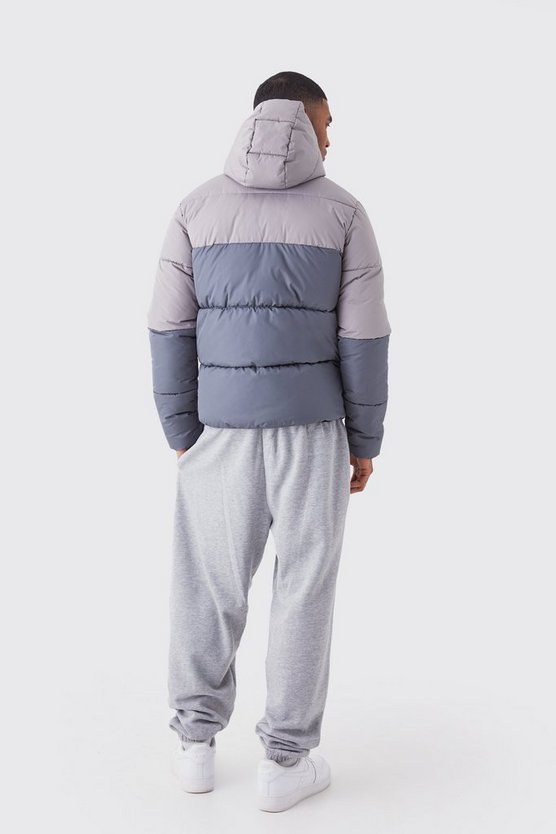 Tall Man Colorblock Steppjacke mit Kapuze