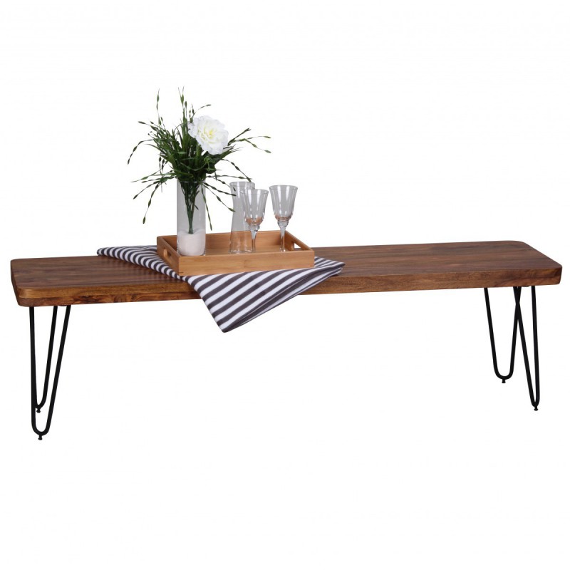 Wohnling Massivholz Sheesham Sitzbank 160 x 40 x 45 cm