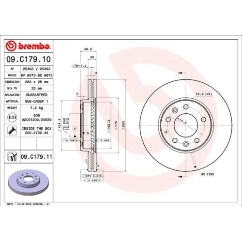 09.C179.11 BREMSSCHEIBE BREMBO VA  VP2 - ATU