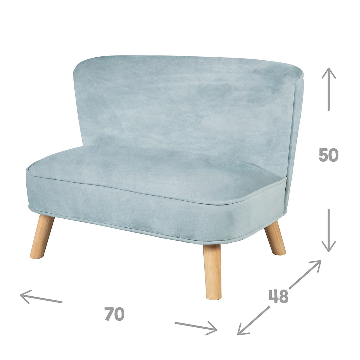 Bundle Lil Sofa - 1x Kindersofa mittel, 1x Kinderhocker und 1x Dekokissen in Sternenform hellblau/sky