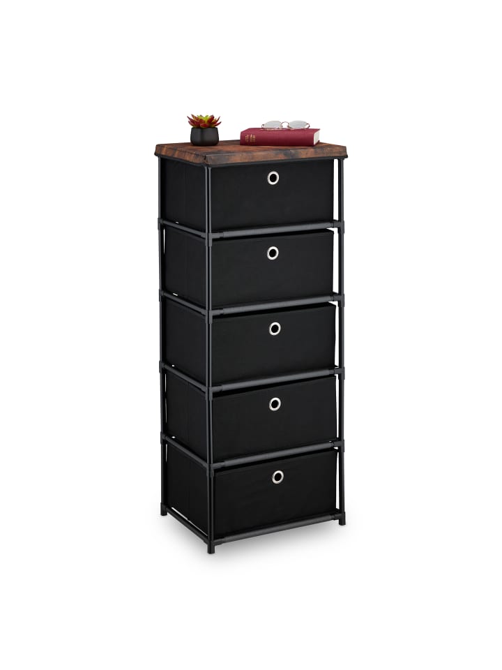 relaxdays Kommode in Schwarz/ Braun - (B)43 X (H)105 x (T)33 cm günstig kaufen onesize