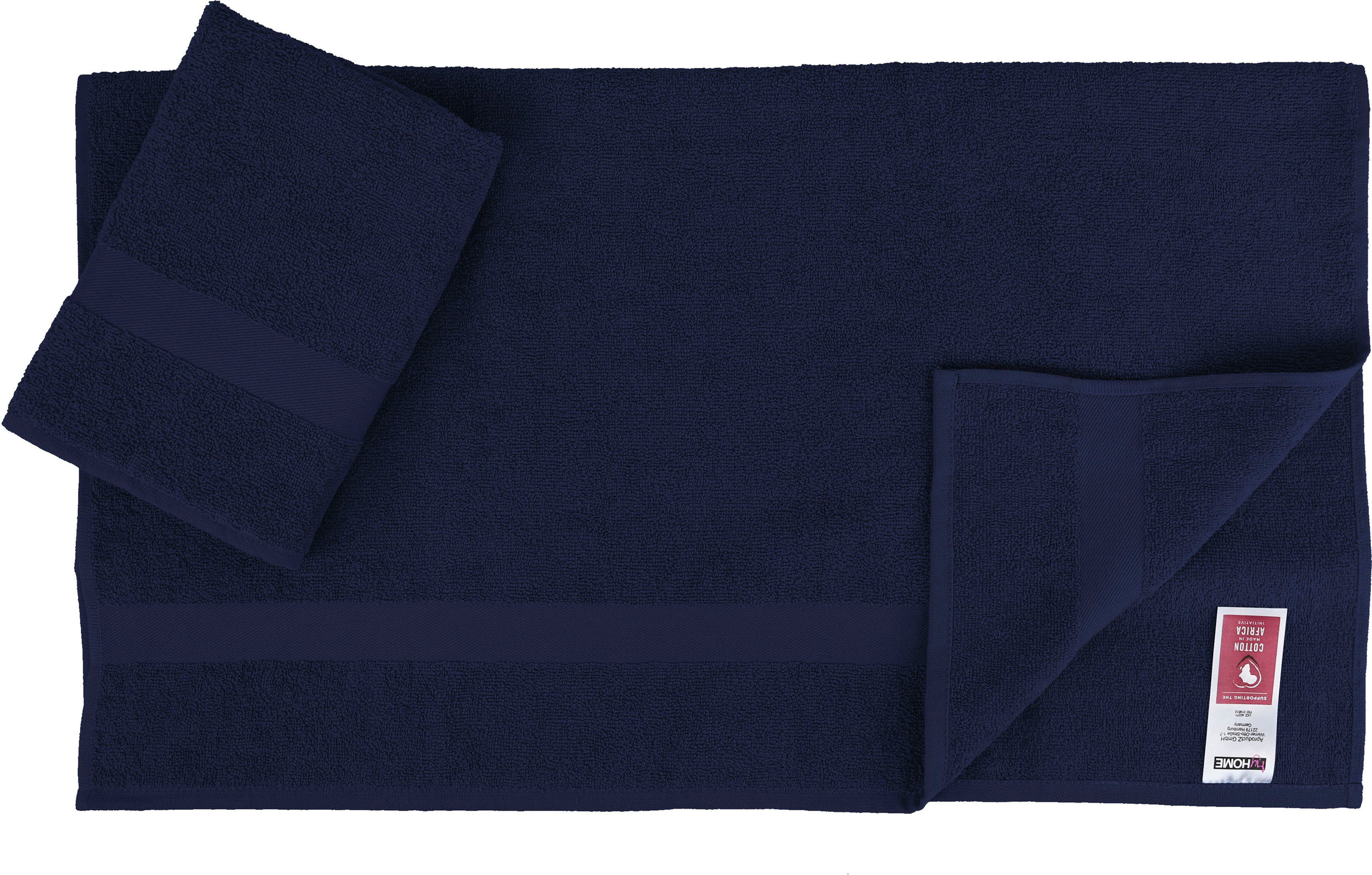 my home Handtuch Set Nela, Walkfrottier, (Set, 6-tlg), mit Bordüre, einfarbiges Handtuch-Set aus 100% Baumwolle