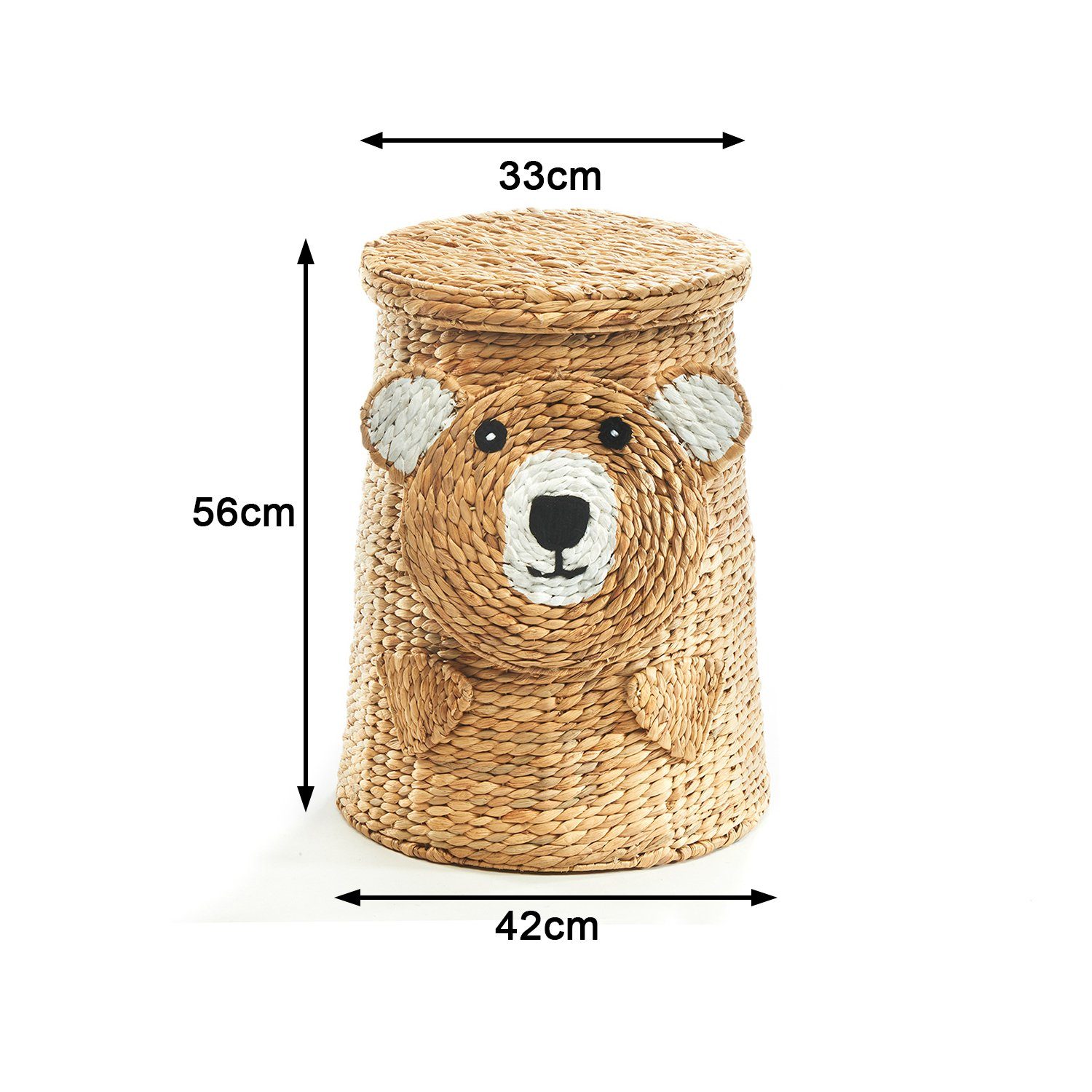 Kobolo Wäschekorb Aufbewahrung Korb BEAR - Wasserhyazinthe - natur