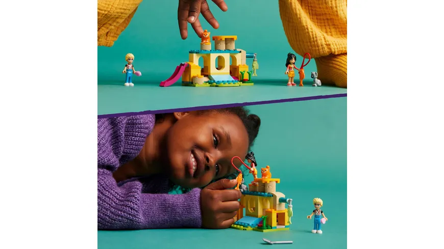 LEGO Friends 42612 Abenteuer auf dem Katzenspielplatz, Set mit Spielzeug-Tieren