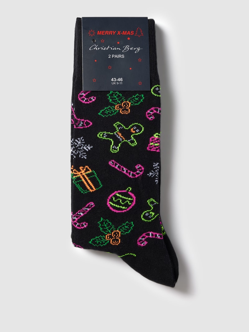 Socken aus Baumwoll-Mix im 2er-Pack in schwarz