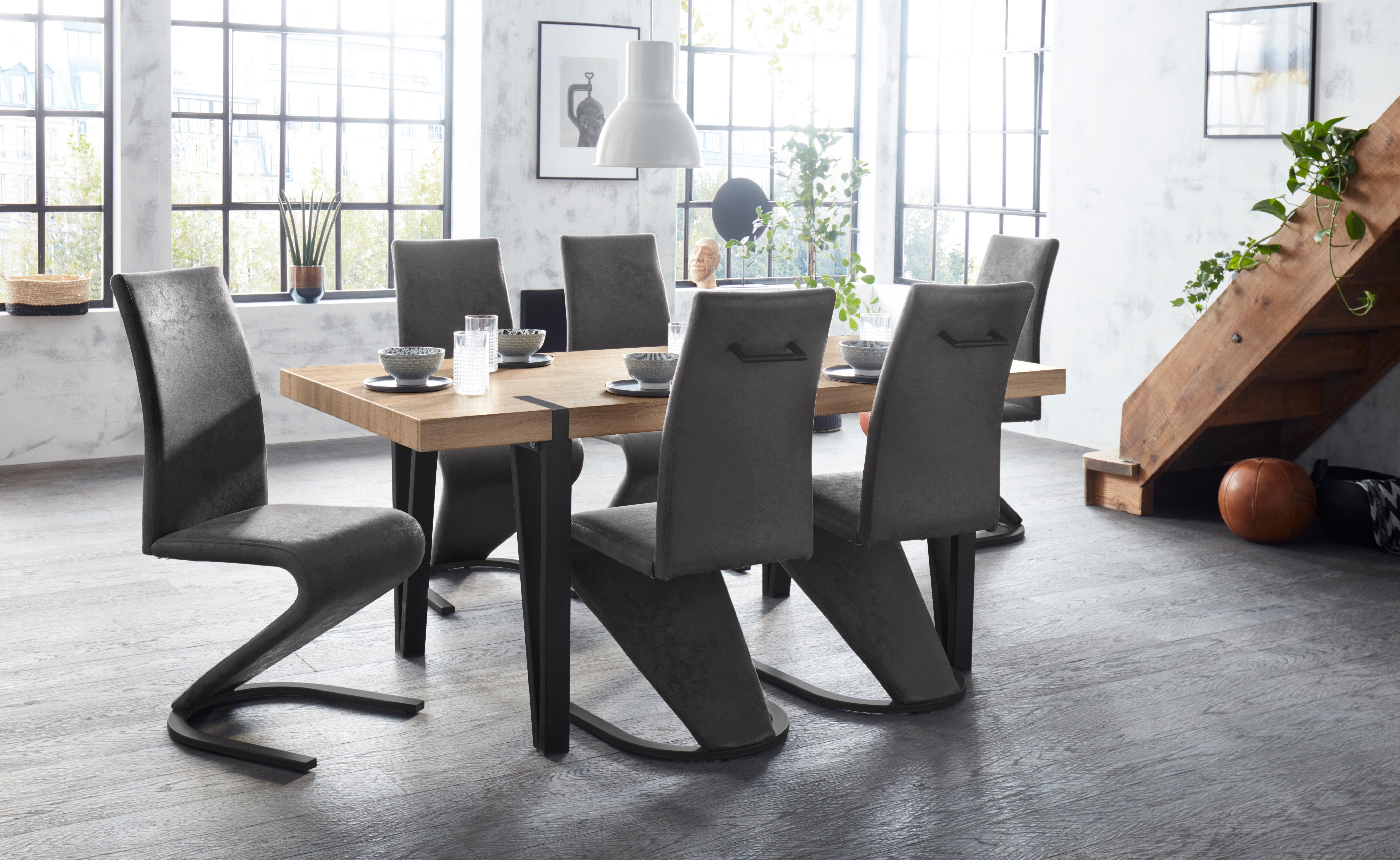 Home affaire Freischwinger Ziri (Set, 2 St), Bezug aus strapazierfähiger Microfaser, schwarzes Metallgestell