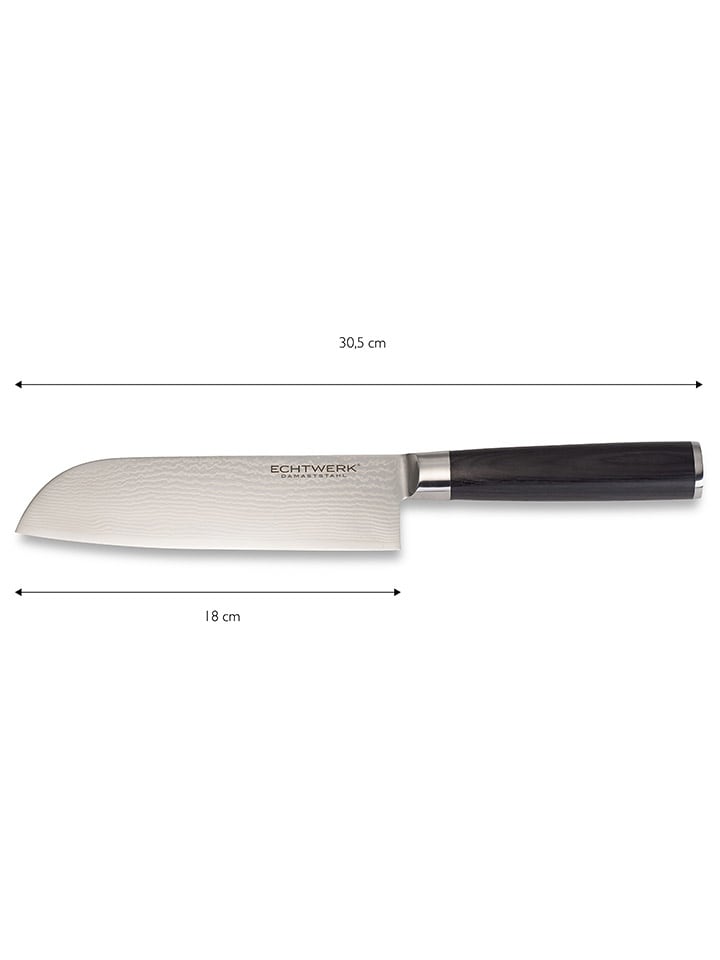 Echtwerk Damast-Santokumesser in Schwarz/ Silber günstig kaufen onesize
