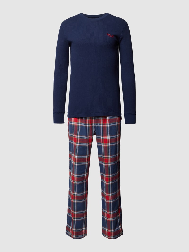 Pyjama mit Label-Stitching in dunkelblau