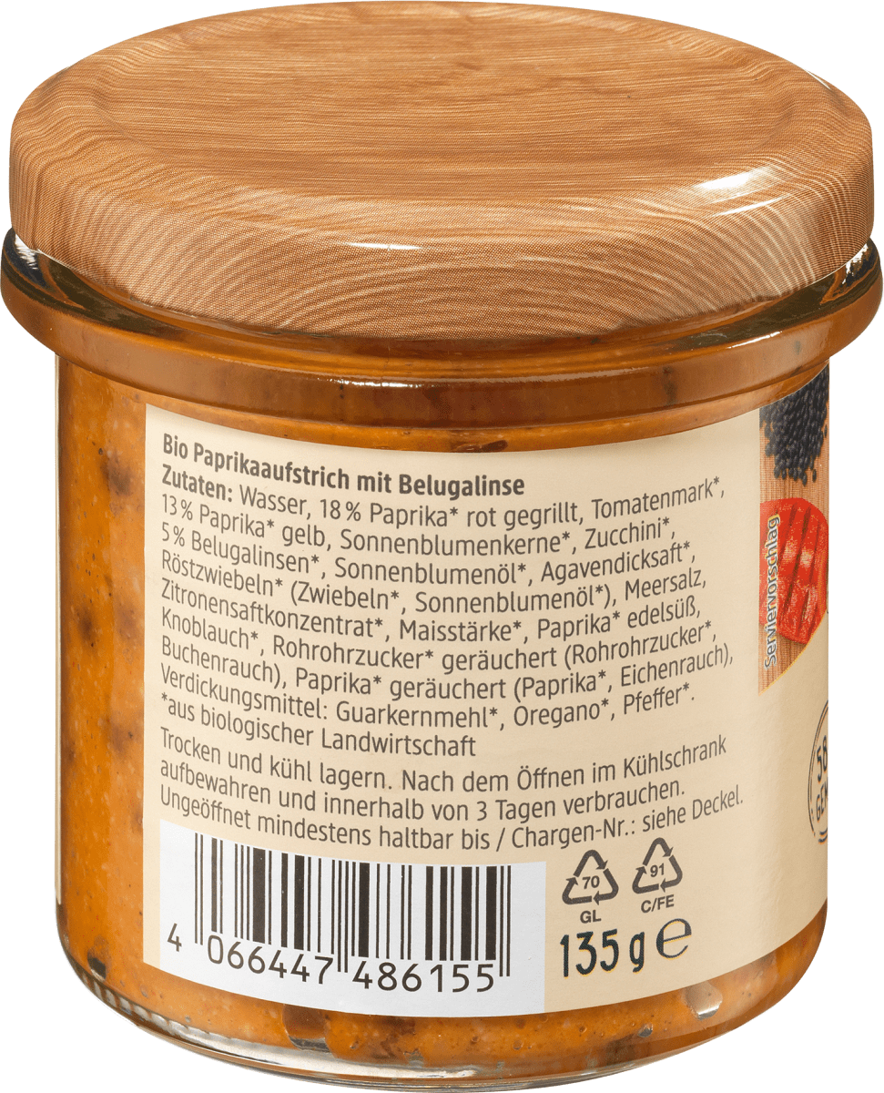 Gemüseaufstrich, Gegrillte Paprika Belugalinse, 135 g