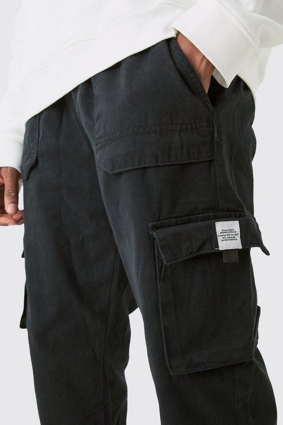 Tall Slim-Fit Cargo-Jogginghose mit elastischem Bund und Schnalle