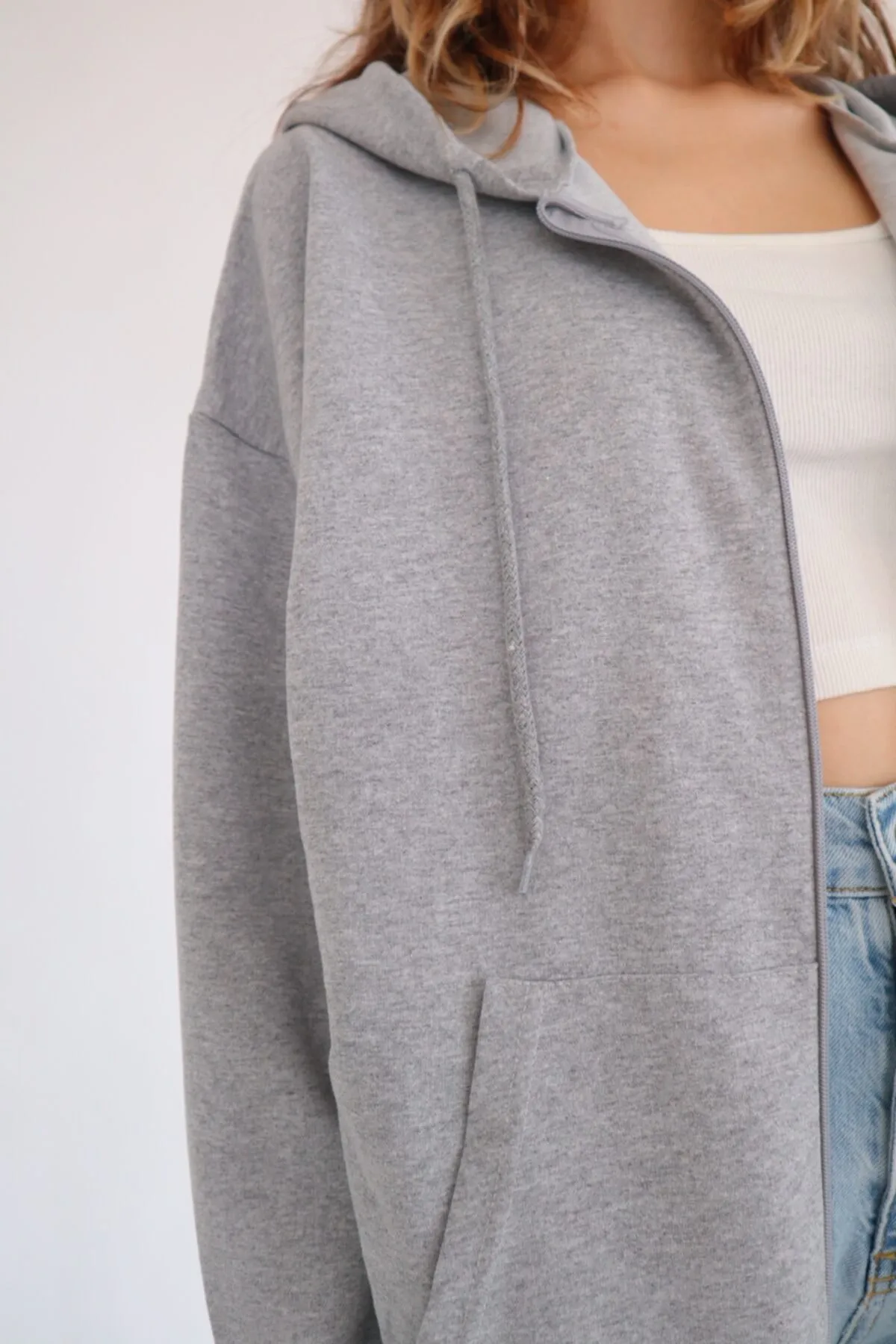 EFBUTİK  Unisex-Cardigan mit Reißverschluss in Grau
