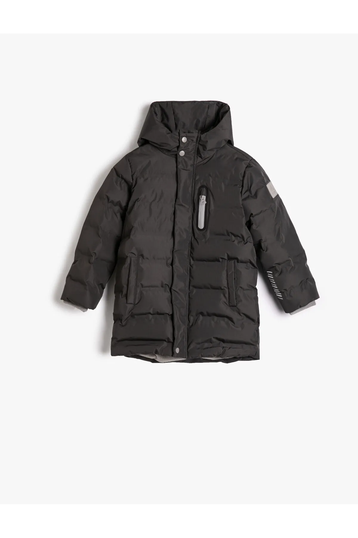 Koton  Lange Pufferjacke mit Fleecefutter und gesteppter Windklappe mit Kapuze