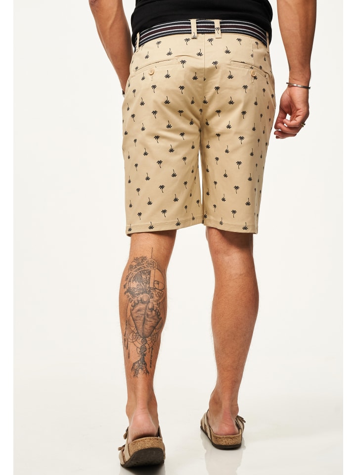 SOULSTAR Chinoshorts - für Herren mit Palmenmuster & Gürtel im Regular-Fit in Beige günstig kaufen