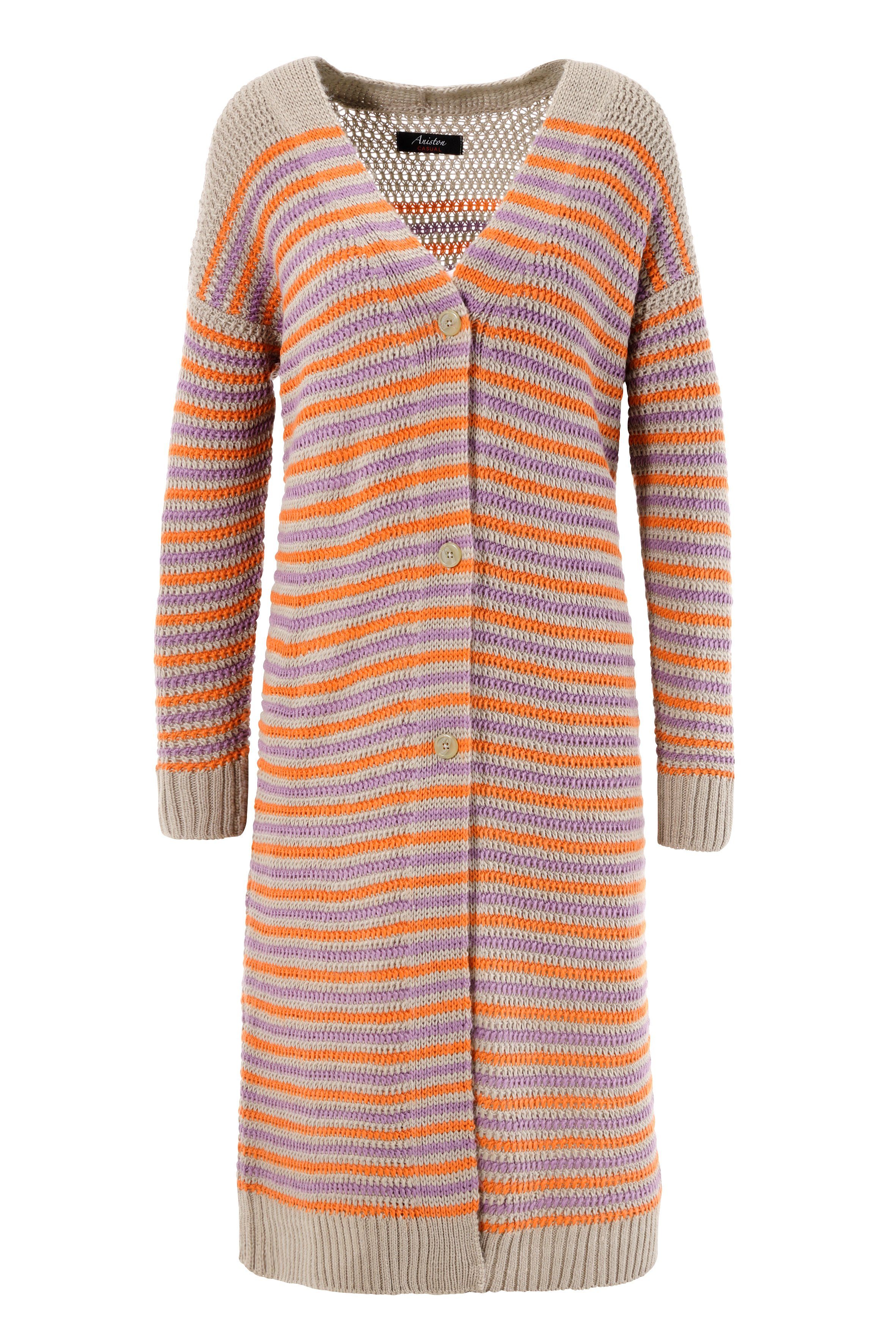 Aniston CASUAL Strickjacke im farbharmonischem Ringel-Dessin