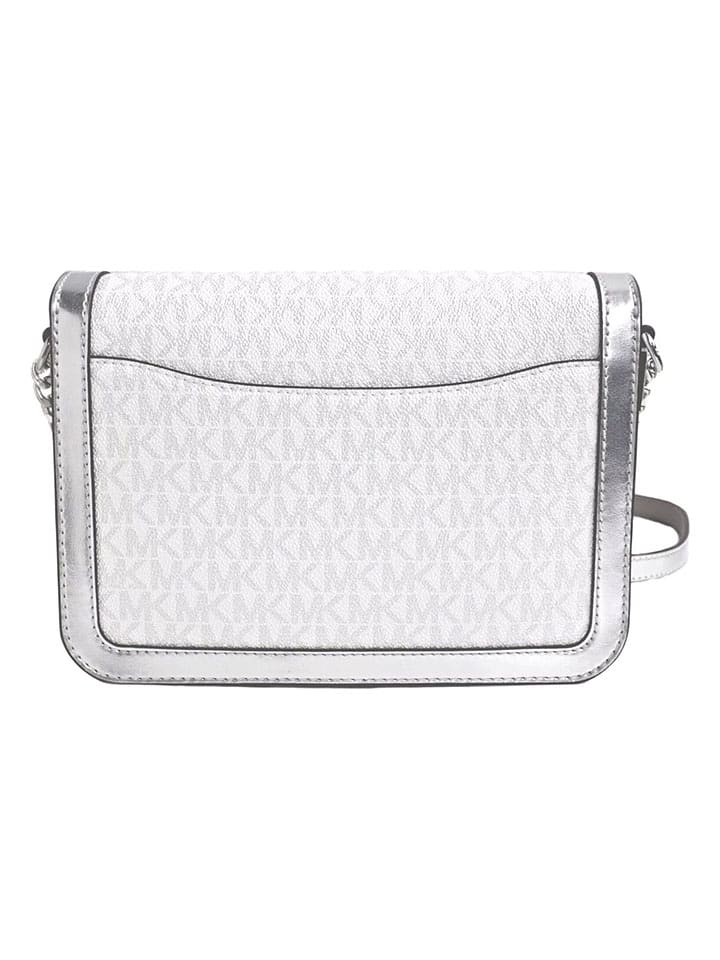 Michael Kors Leder-Umhängetasche in Weiß/ Silber - (B)23 x (H)18 x (T)6 cm günstig kaufen onesize