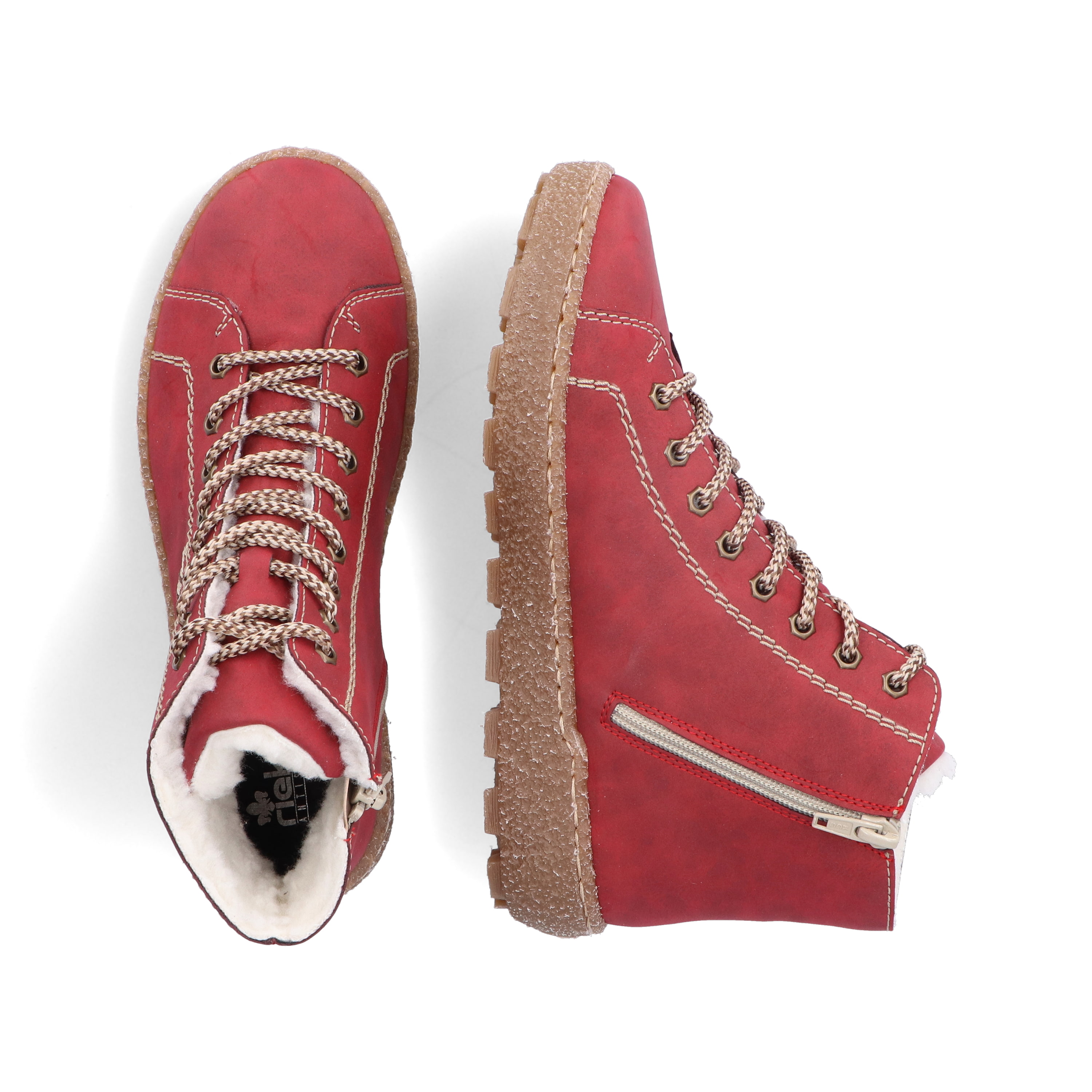 Rieker Damen Schnürstiefel erdbeerrot