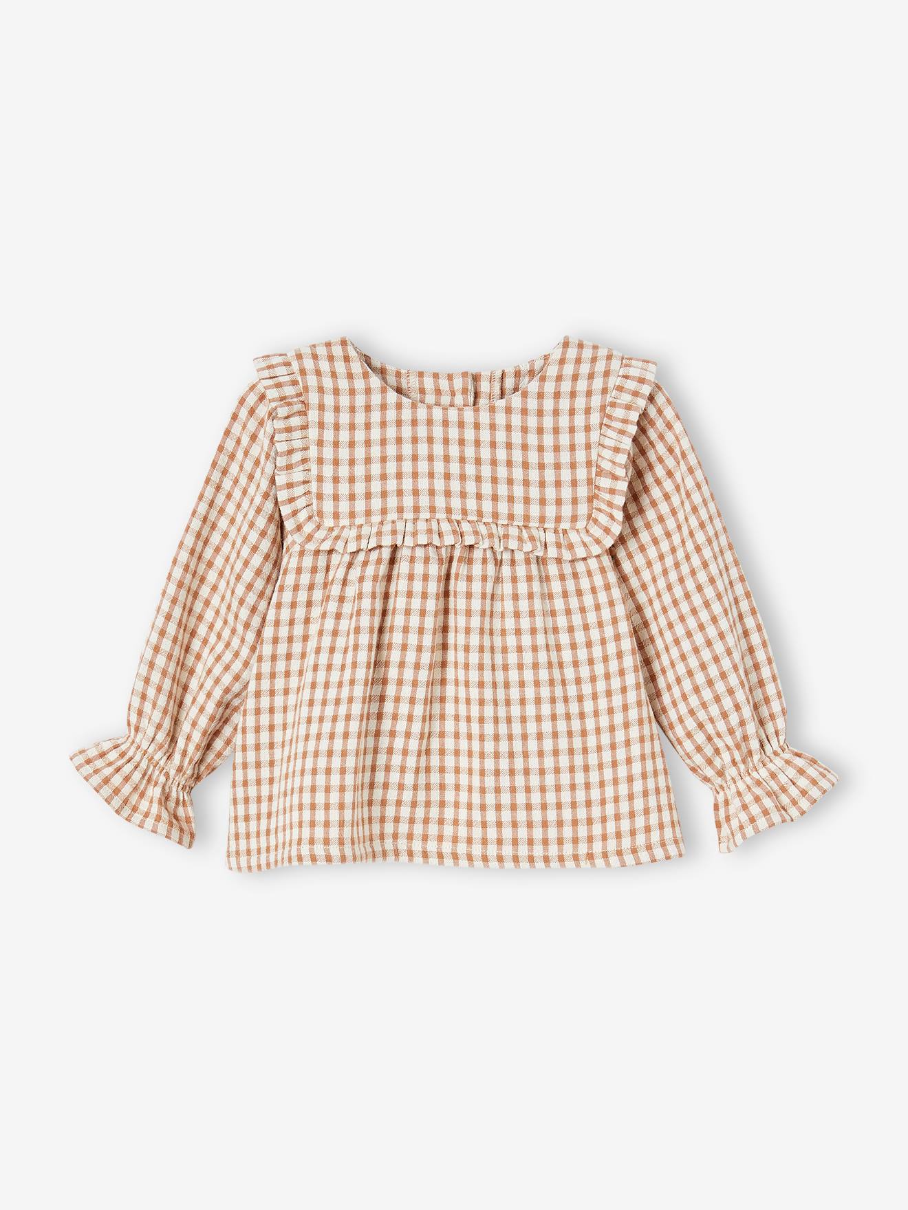 Ensemble bébé robe vichy et son legging assorti noix de pécan