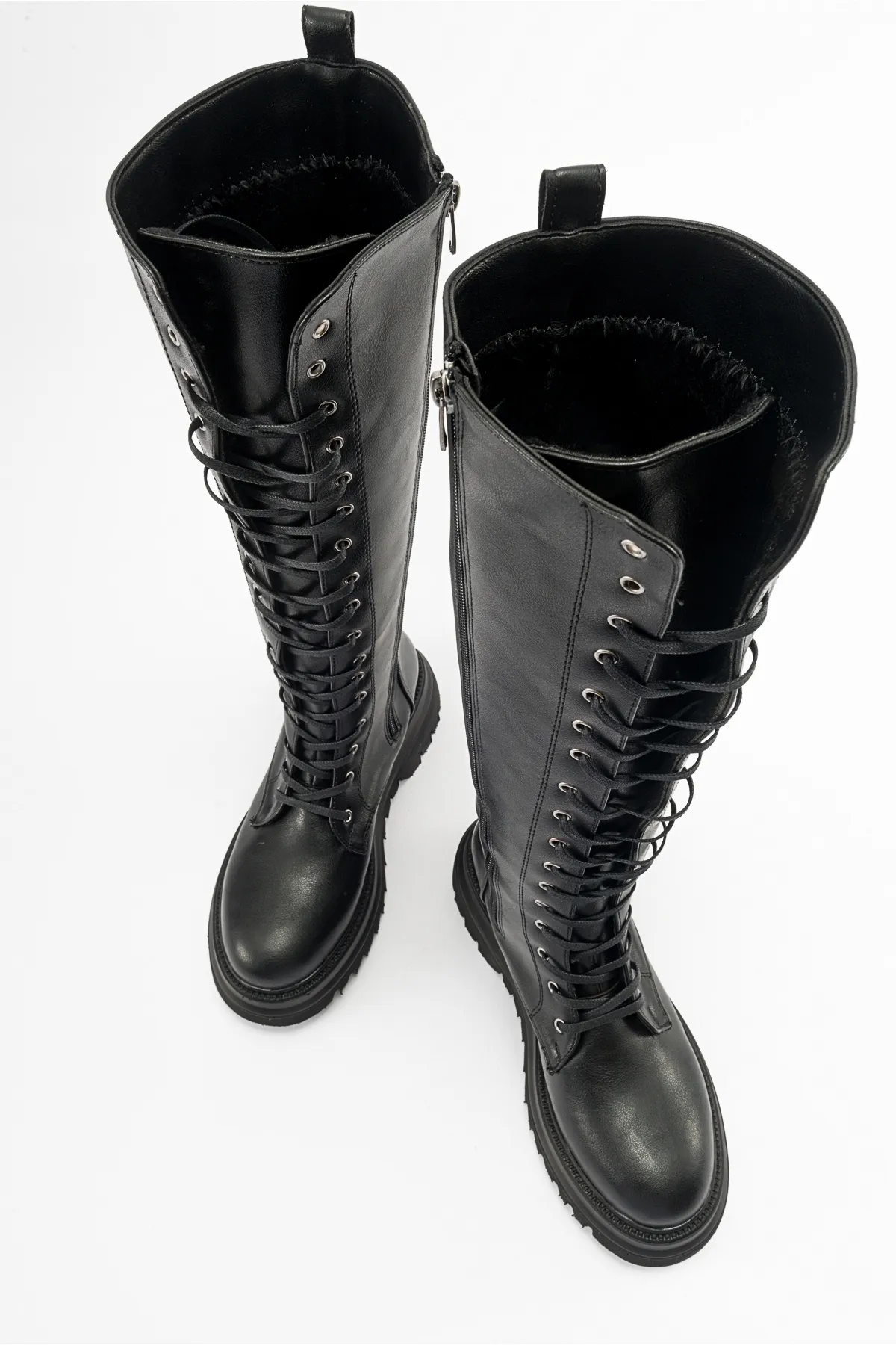 LuviShoes  PEGOS Schwarze Schnürstiefel für Damen mit Reißverschluss