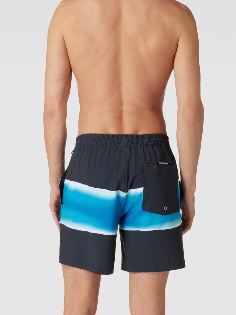 Badehose mit Allover-Muster Modell 'VOLLEY' in schwarz