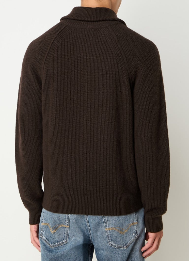 Replay Rib-knit sweater in wool blend with half zip