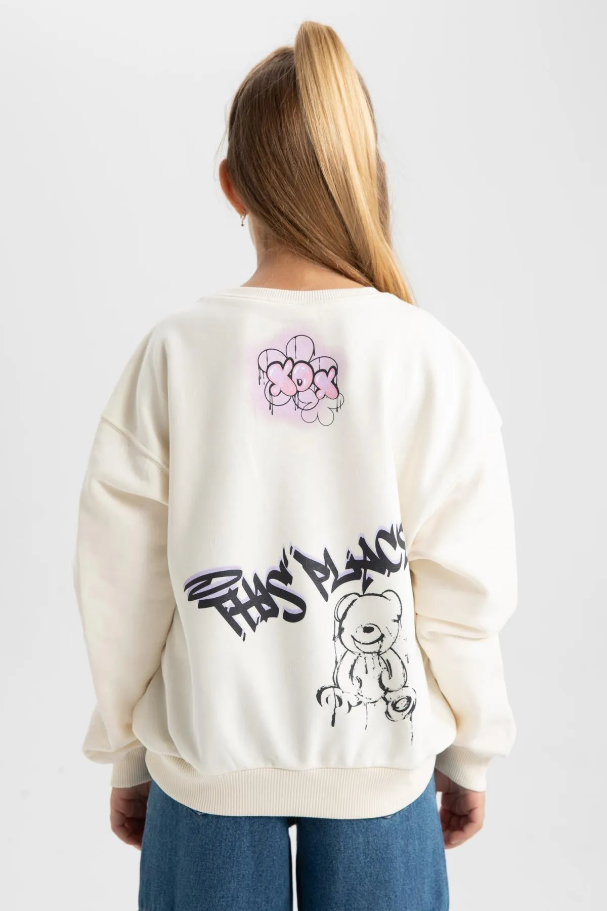 DeFacto  Mädchen-Sweatshirt mit Rundhalsausschnitt in Oversize-Passform
