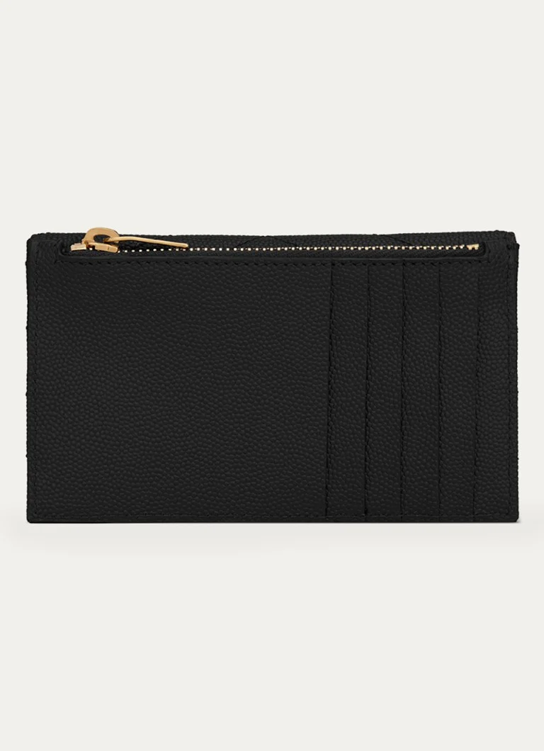 Θήκη για κάρτες από δέρμα μοσχαριού Saint Laurent Zip Fragments