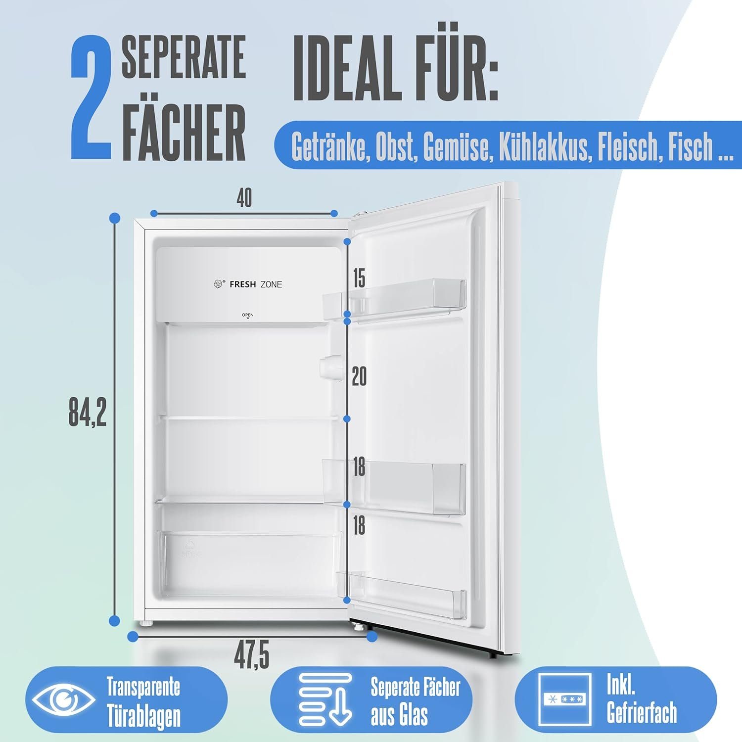 Heinrich´s Getränkekühlschrank HKS 4289 W, 84.5 cm hoch, 57.5 cm breit, Mini Kühlschrank Getränkebar