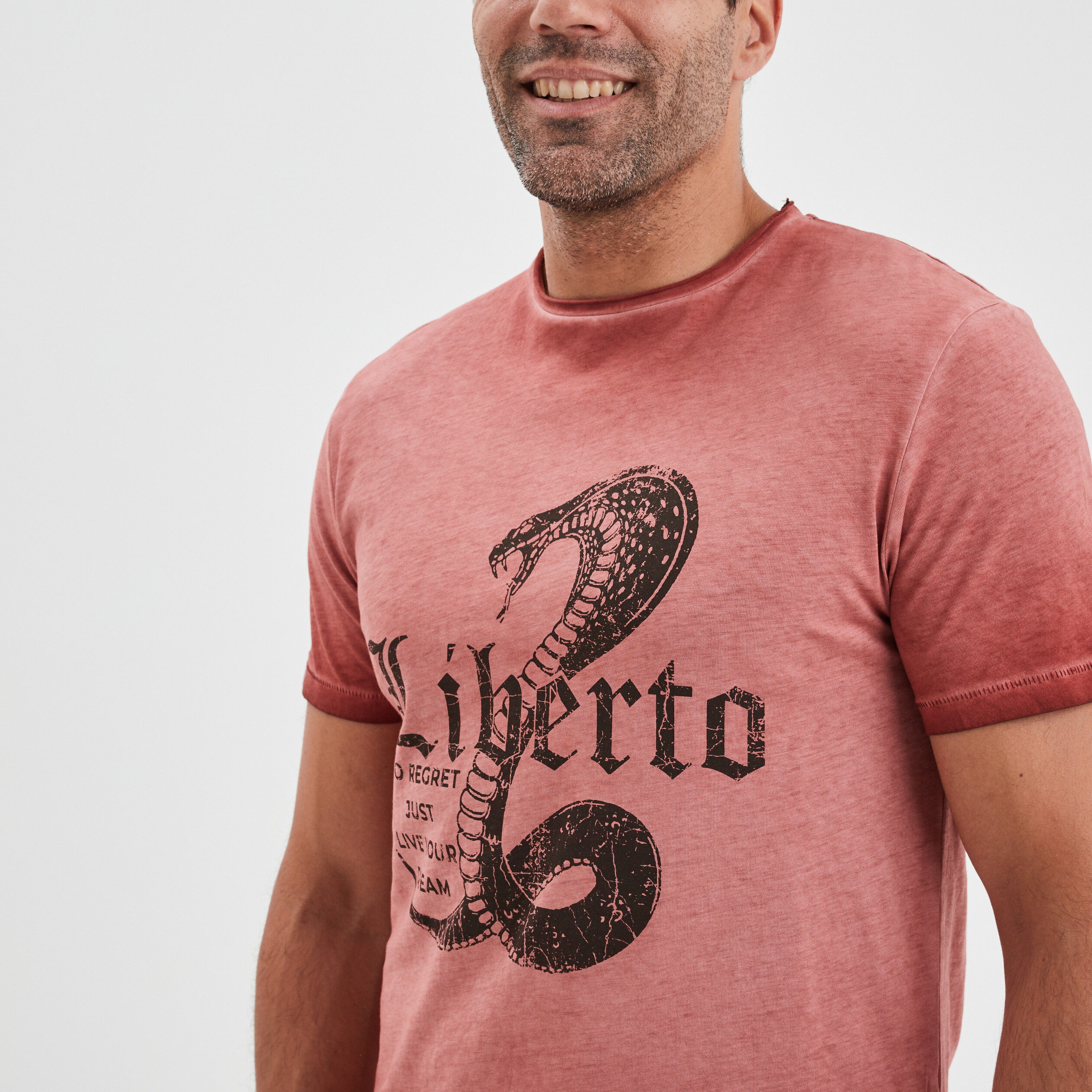 T-shirt manches courtes coton Liberto bordeaux homme | La Halle