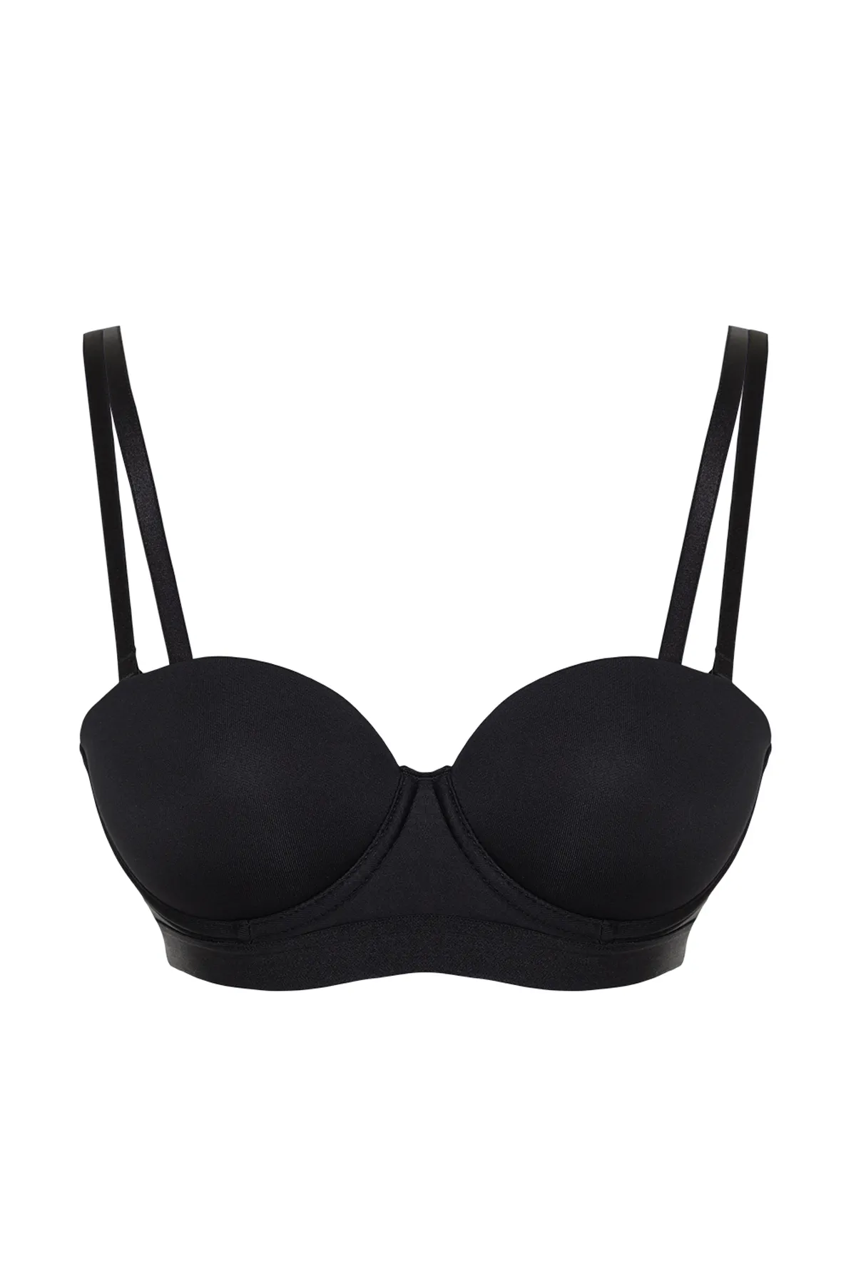 Trendyol Collection  Premium schwarzer Push-Up-BH aus Polyamid, trägerlos, Strick, mit abnehmbarem String-Träger THMSS24SU00023