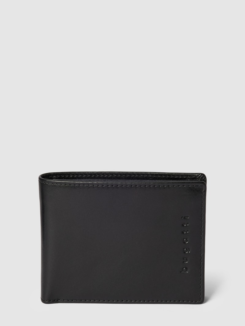 Portemonnaie mit Label-Details Modell 'Romano' in schwarz
