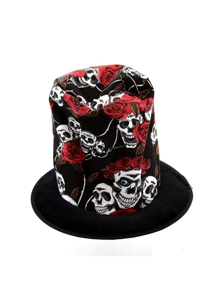 Halloween Halloween - Hut mit Totenköpfen und Rosen in mehrfarbig günstig kaufen onesize