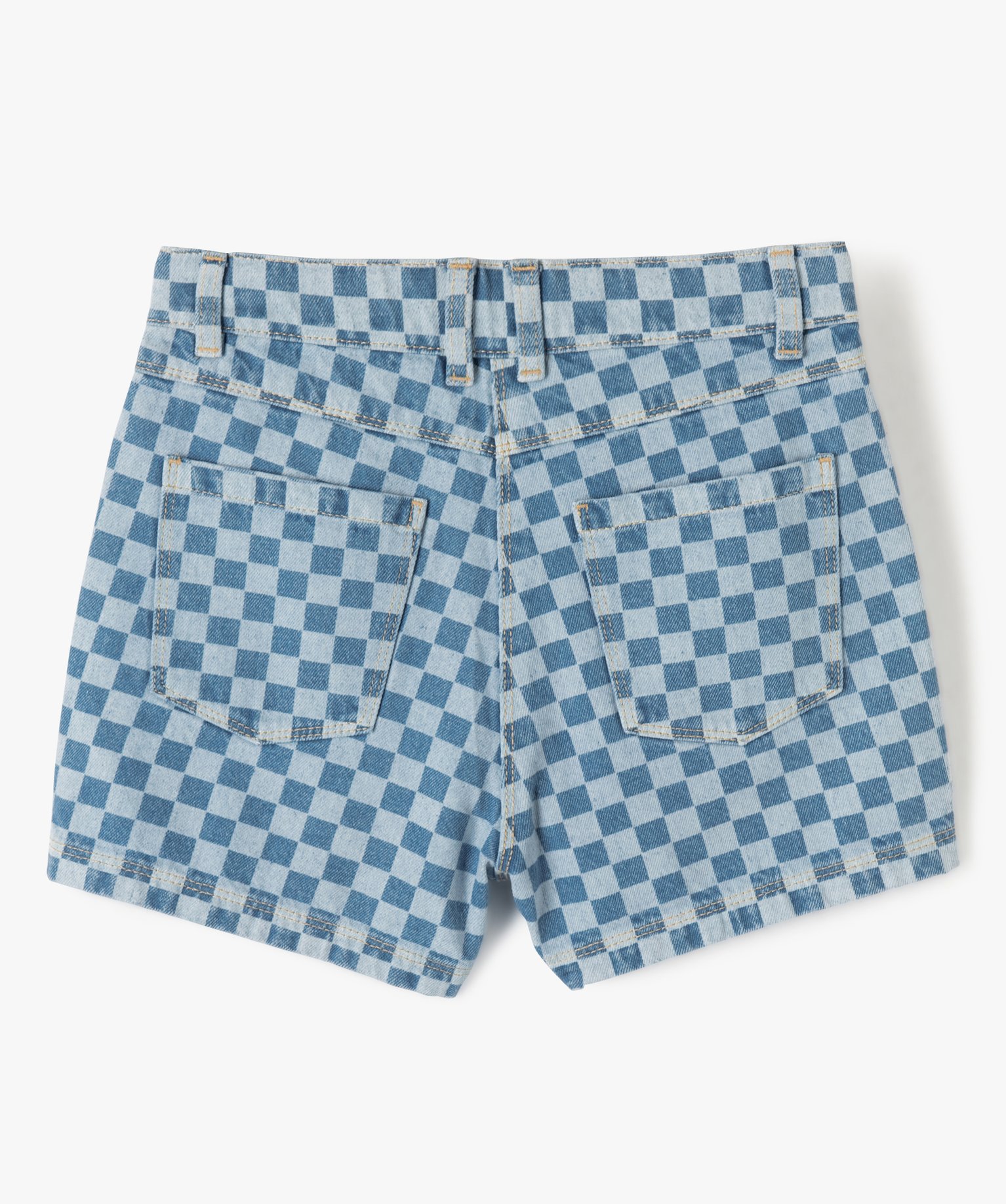 Short en jean fille motif damier bleach | GEMO