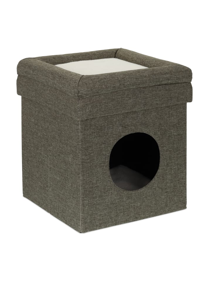 relaxdays Katzenhöhle in Grau/ Weiß - (B)38 x (H)44 x (T)38 cm günstig kaufen onesize