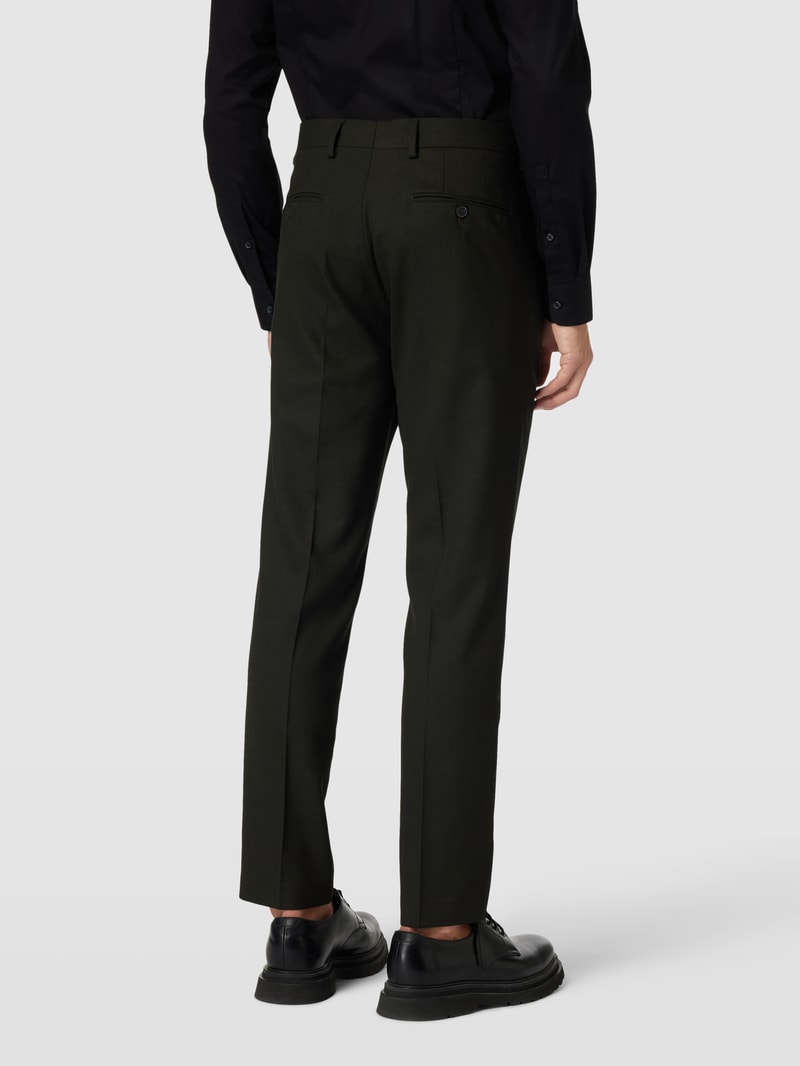 Slim Fit Hose mit Bügelfalten in dunkelgrün