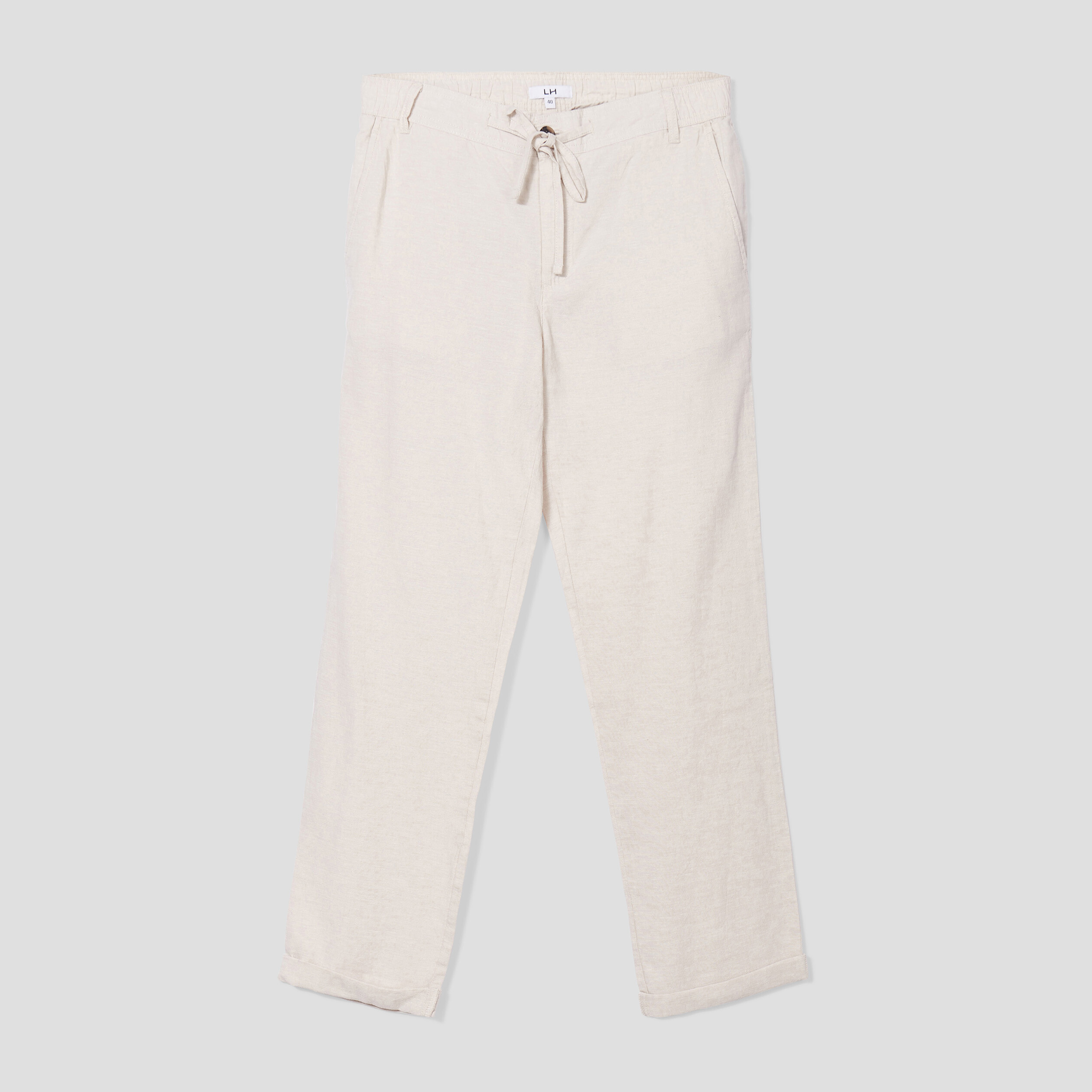 Pantalon chino droit lin majoritaire gris clair homme | La Halle