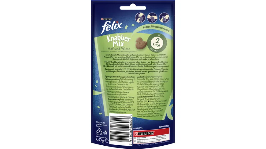 PURINA FELIX KnabberMix Hof & Wiese mit Enten- 60 g