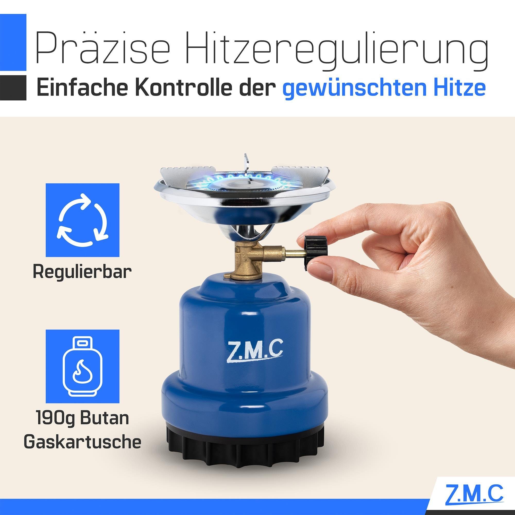 ZMC Gaskocher Campingkocher Gaskocher Shisha Kohleanzünder Stechgaskartusche Herd, (Maximale Temperatur: 1100W / Gewicht: 520g), Butangasbrenner Kartuschenkocher Kochfeld für Festivals, Wanderungen