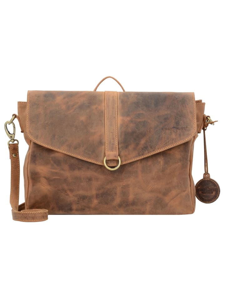 Greenburry Vintage Aktentasche Umhängetasche Rucksack Leder 35 cm in brown günstig kaufen onesize
