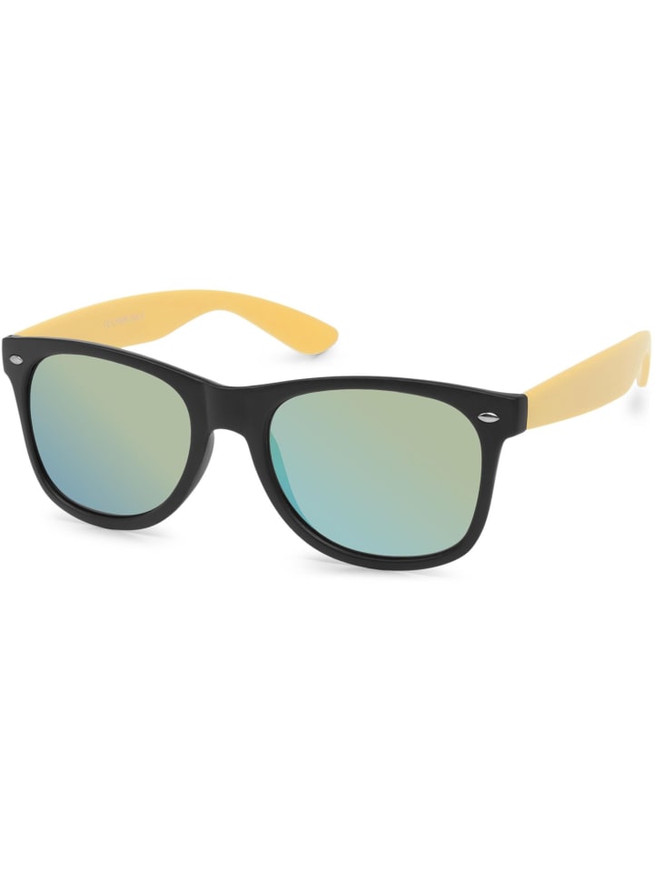 styleBREAKER Nerd Sonnenbrille in Schwarz-Gelb matt / Gelb günstig kaufen onesize