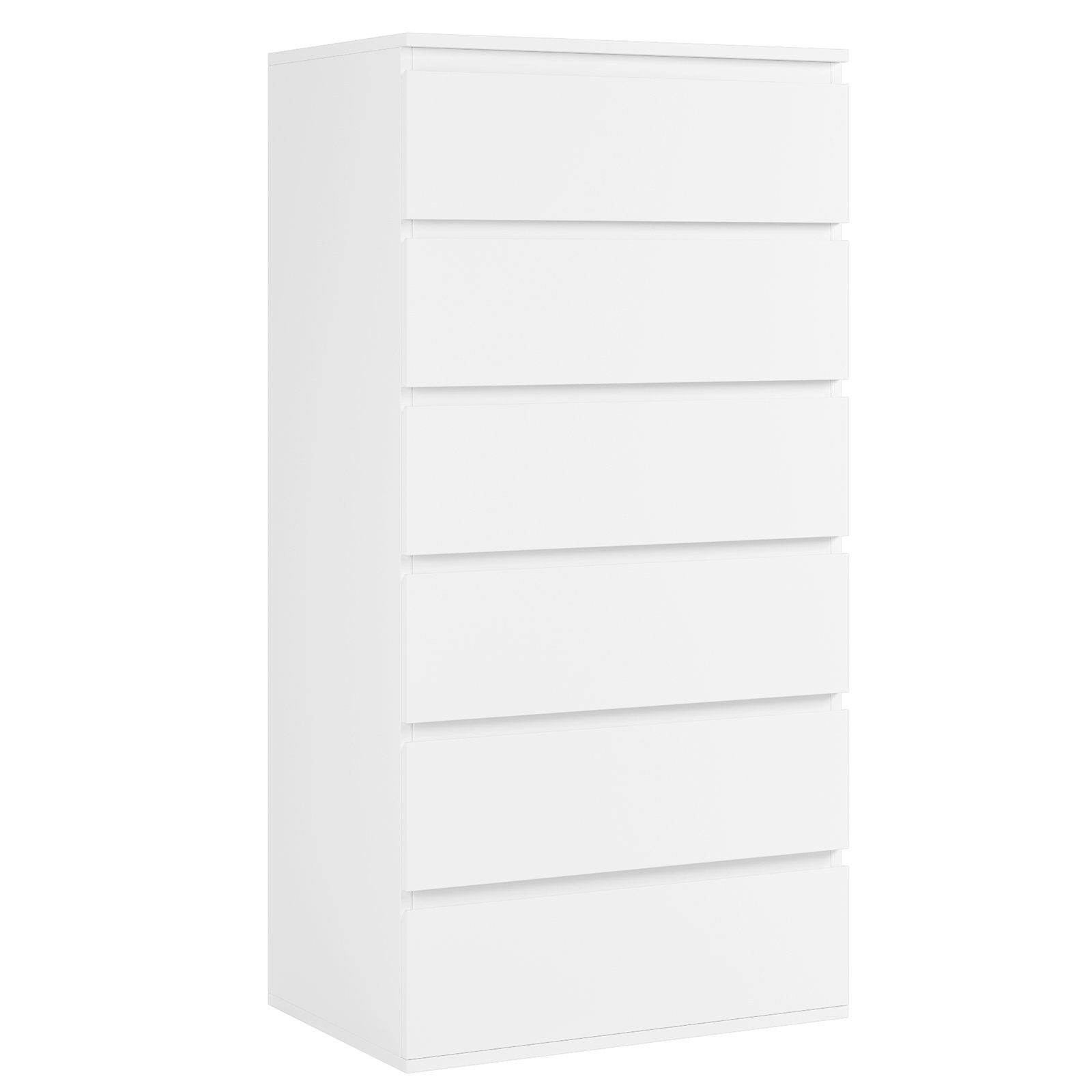 Homfa Kommode, Sideboard mit 6 Schubladen, Schubladenschrank holz, weiß, 60x40x118,5cm