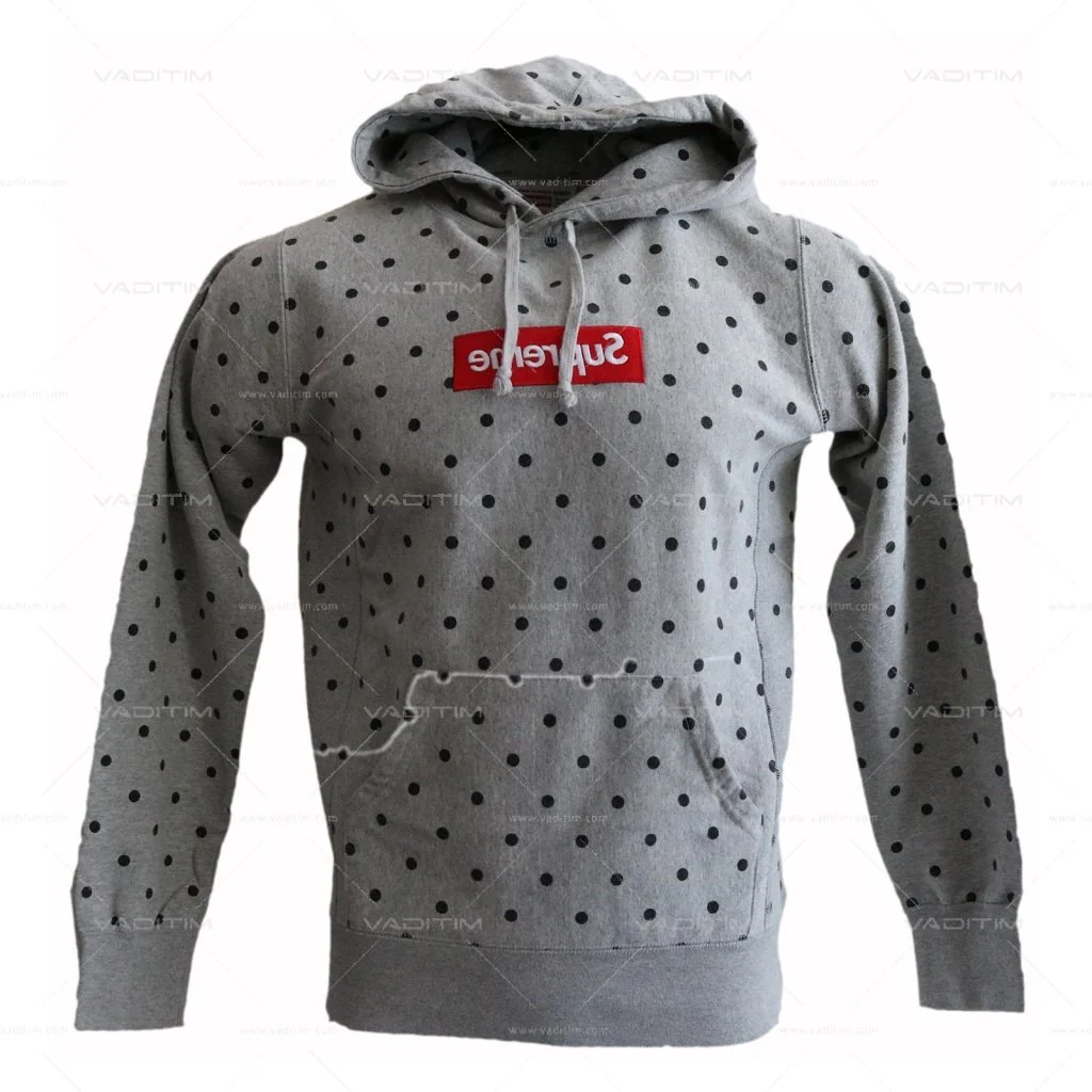 x Comme Des Garçons Grey Polka Dot Box Logo Hoodie