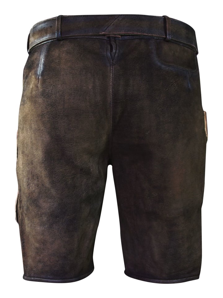 Edelnice Kurze Wildbock Lederhose Leon in dunkelbraun günstig kaufen