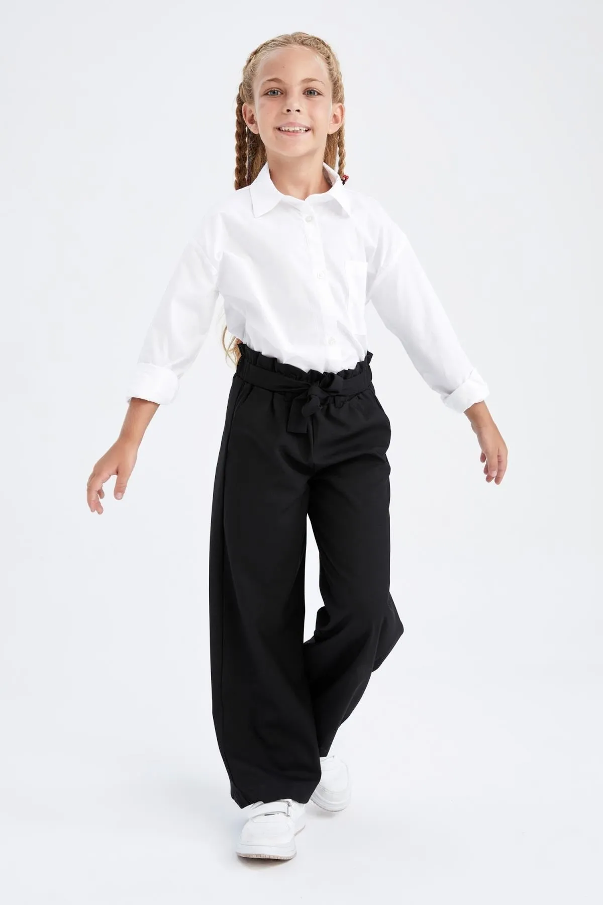 DeFacto  Mädchenhose „Back to School“ mit weitem Bein und Gürtel