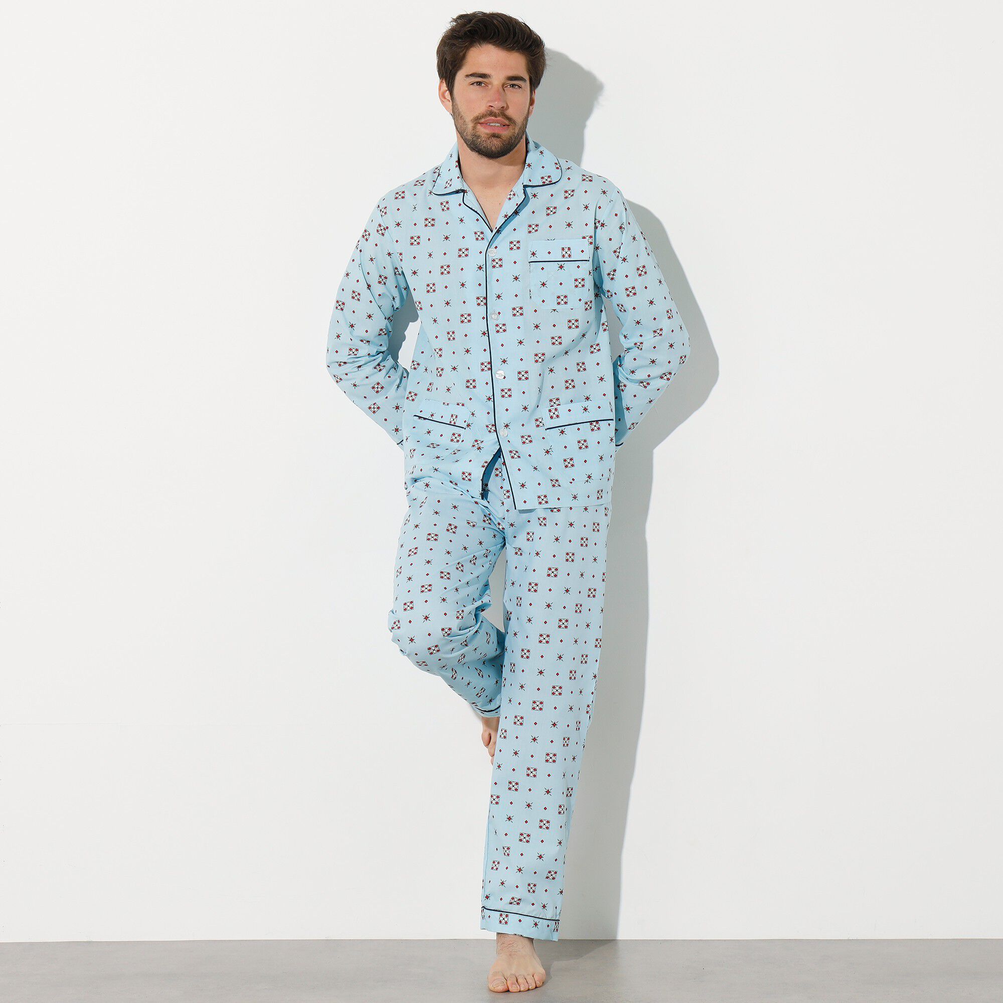 Pyjama imprimé popeline polyester/coton